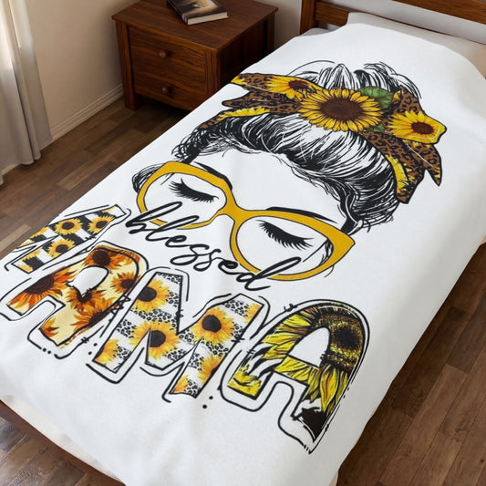"Blessed Mama" Sunflower Mom Throw