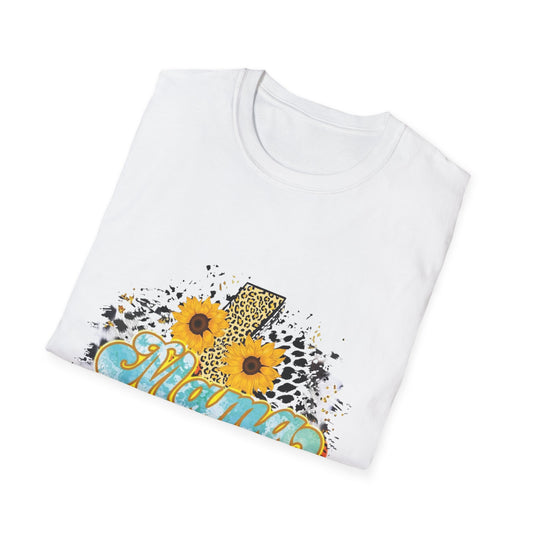 Floral "Mama" Graphic Tee with Sunflowers & Lightning Bolt